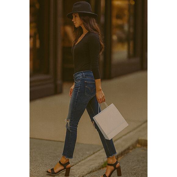 MOTHER High Waisted Looker Ankle Fray Jeans 25 Thrilling Shots Skinny Light Wash - Picture 1 of 9